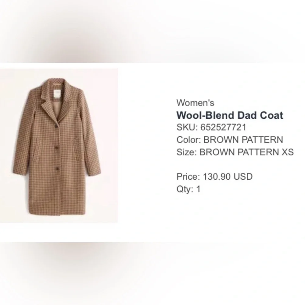 Abercrombie Wool “Dad Coat” in Brown Houndstooth - Picture 5 of 5